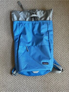 Patagonia Blue and Gray Roll-Top Backpack